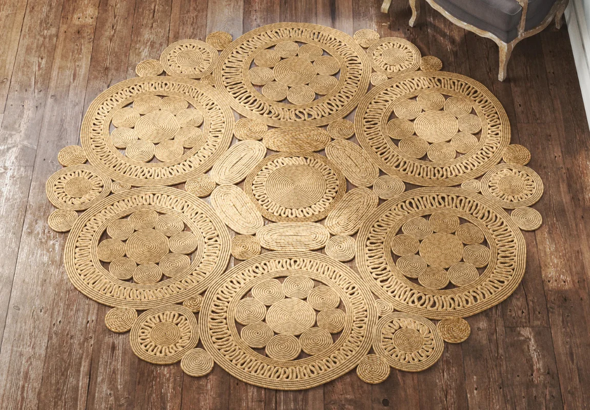 Handmade jute rug with rustic finish