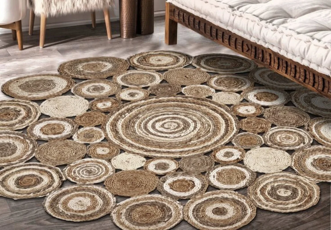 Natural jute rug with earthy texture