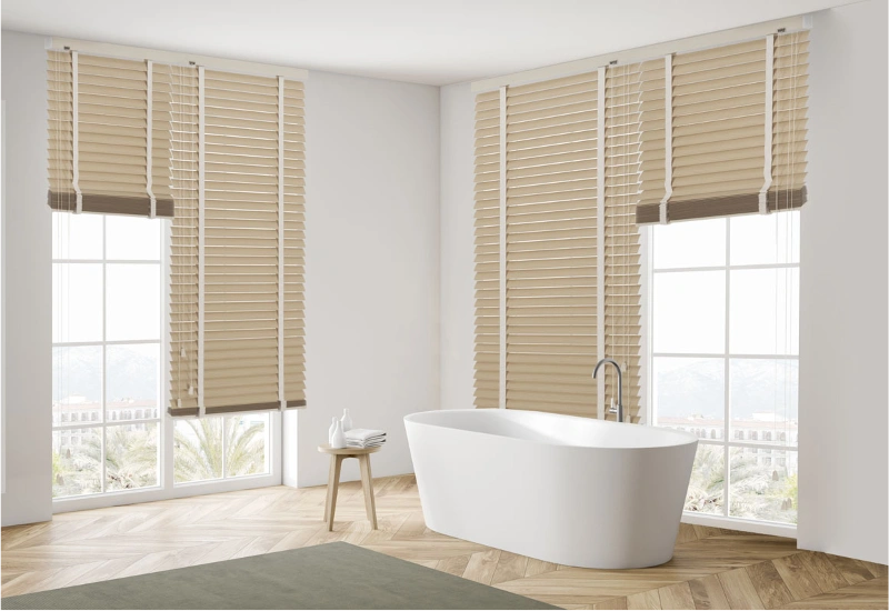 Bathroom bamboo blinds look