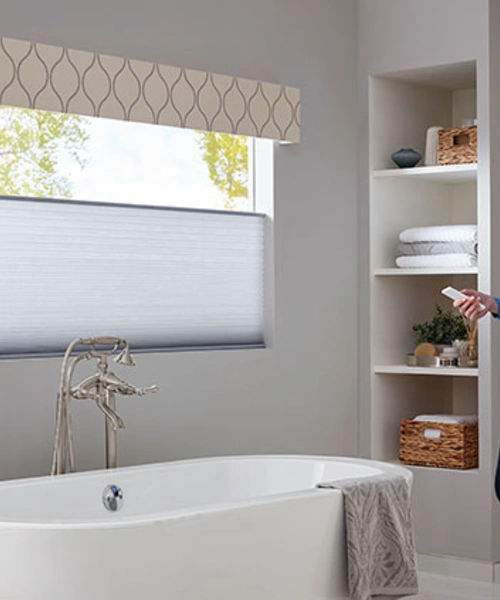 Waterproof motorized bathroom blinds