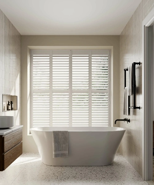 Moisture-resistant bathroom shutters