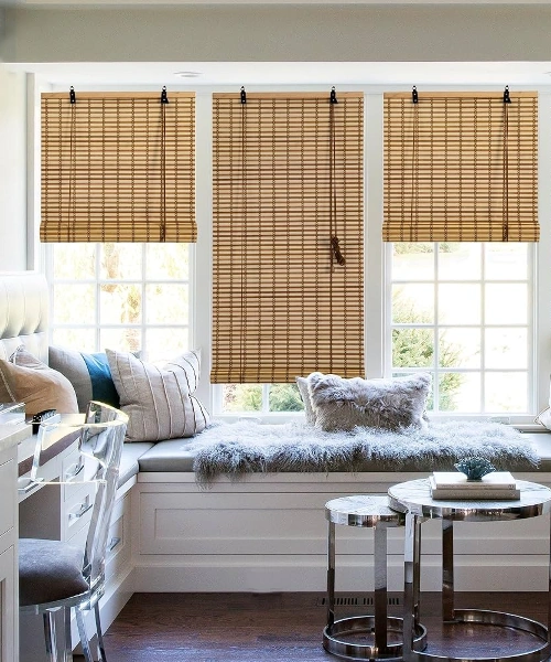 Cozy bamboo blinds for bedroom