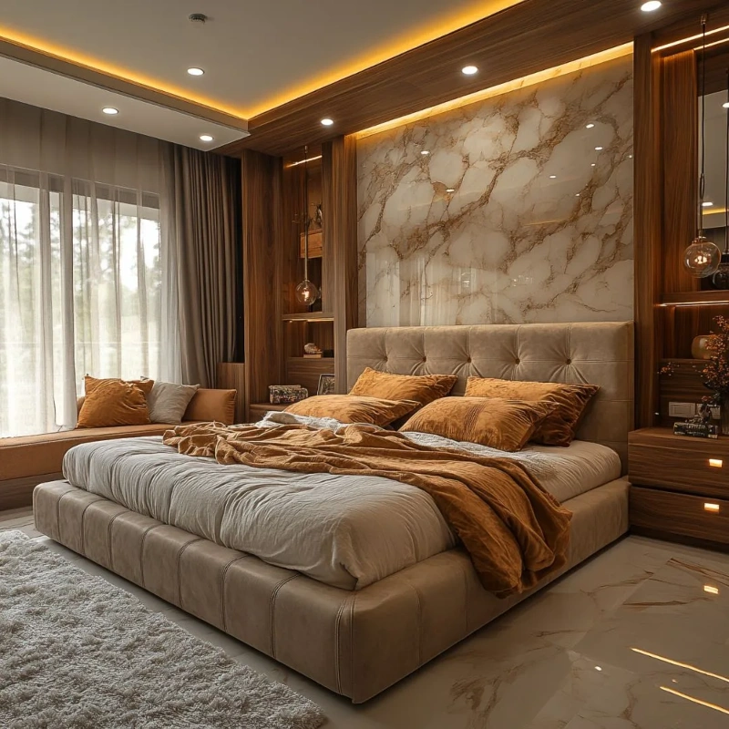 Stylish bedroom renovation with soft lighting