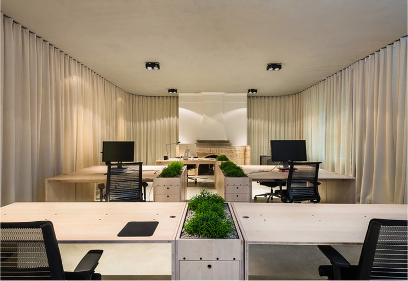 completed office curtain project Dubai