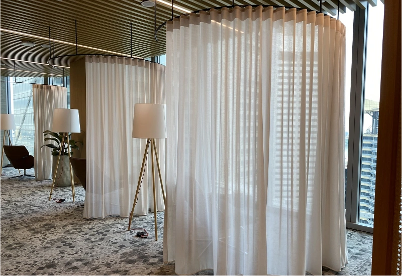 elegant office curtain installation Dubai