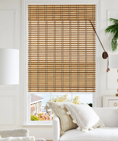 Bamboo blinds in living room