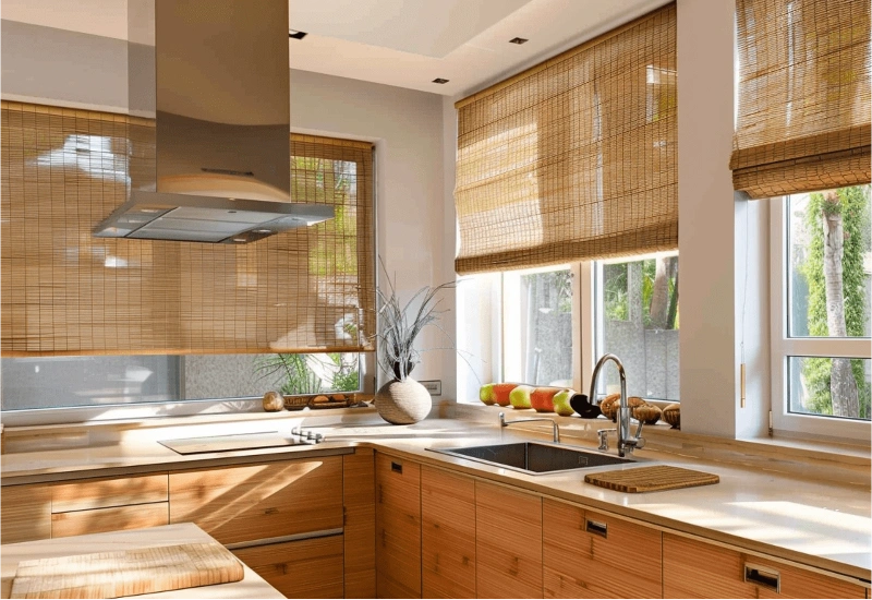 Sleek modern blinds for kitchen windows