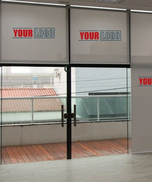 Printed blinds in office setting