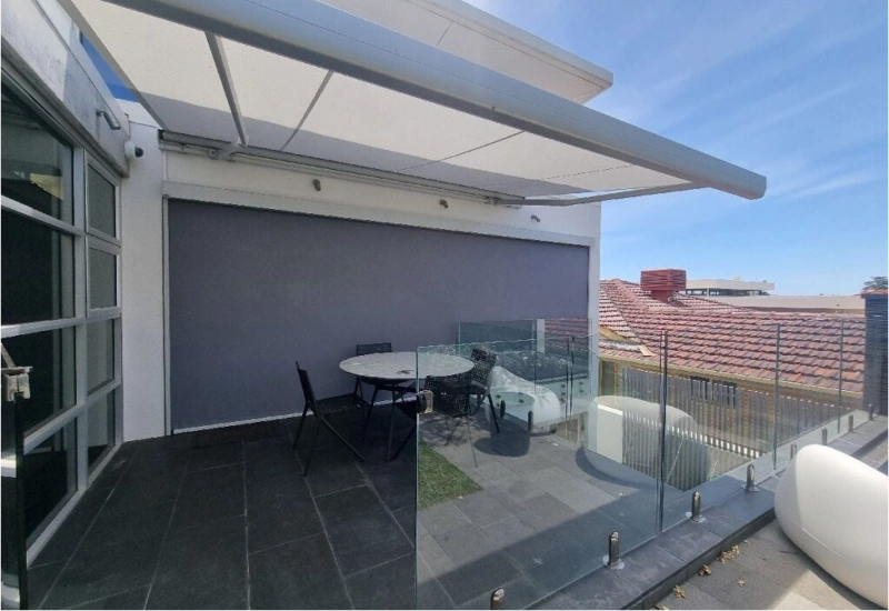 Installed weatherproof blinds