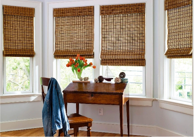Textured wood slat blinds