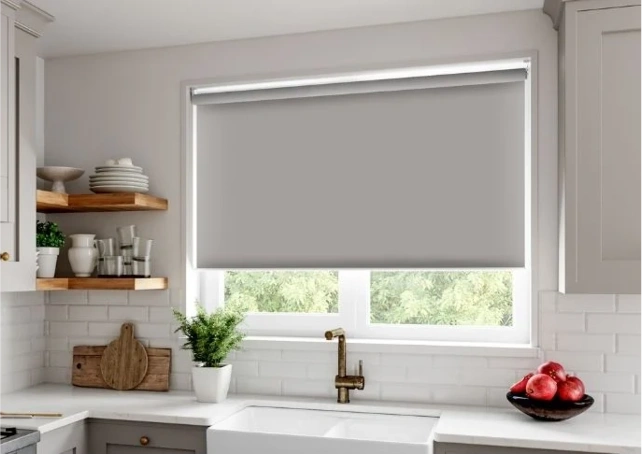 Sleek roller blinds for kitchen windows
