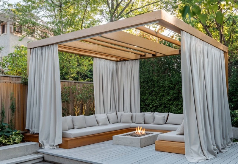 Outdoor Linen Curtains Installation