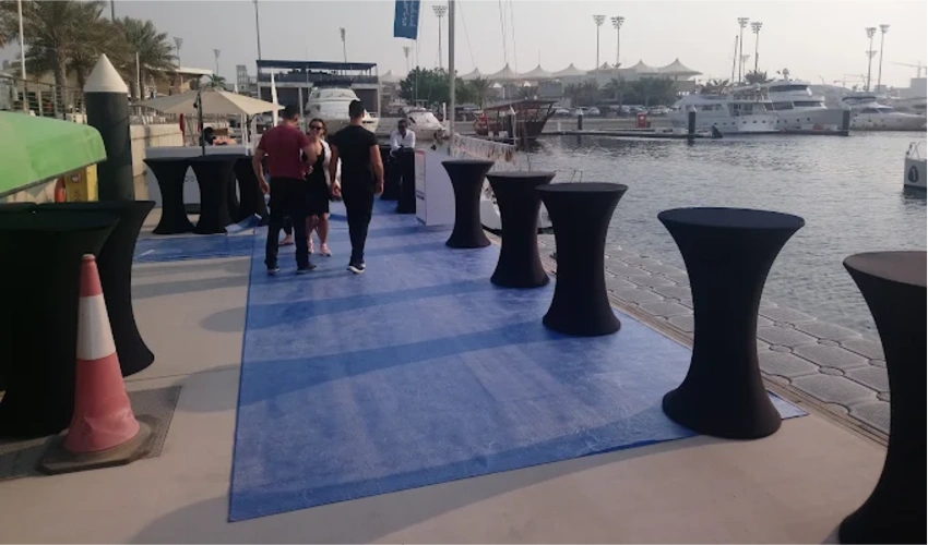 Large-scale exhibition carpet setup Dubai