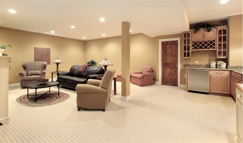 Stylish beige carpet interiors