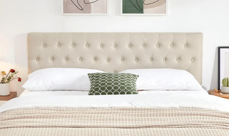 Upholstered beige tufted headboard Dubai