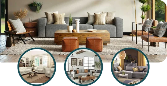 Modern sofa set with coffee table and chairs Dubai