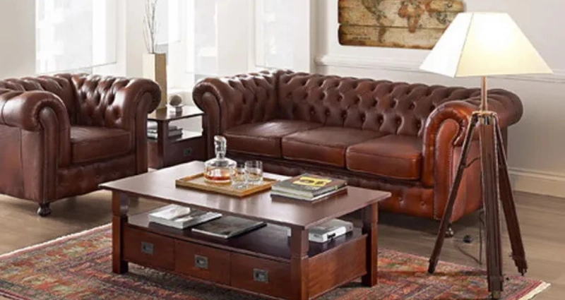 Luxury Chesterfield sofa in Dubai living room