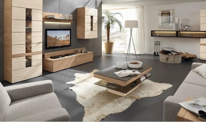 Modern Sofa with Wooden TV Cabinet Dubai