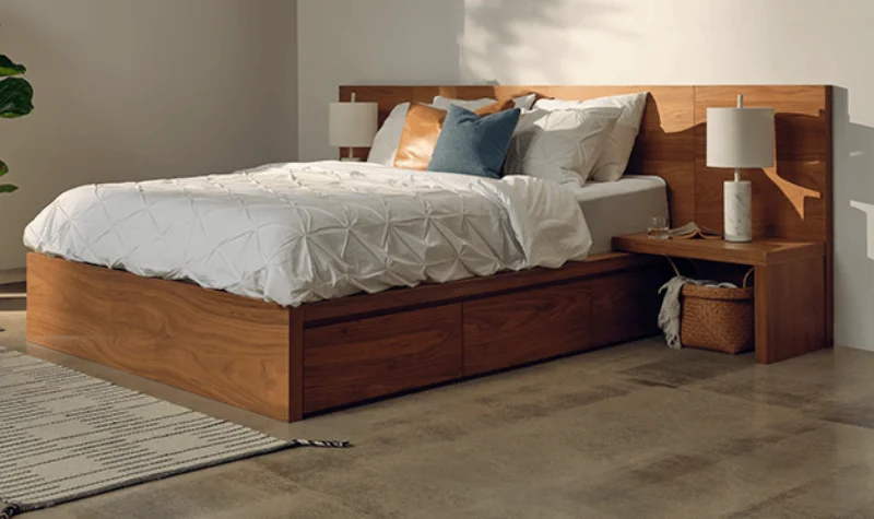 Wooden storage bed with drawers