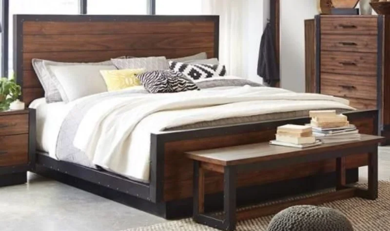Dark wood modern customized bed