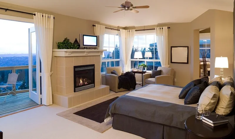 Cozy bedroom with modern furniture