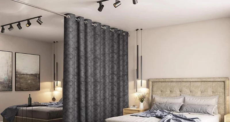 Stylish hanging room divider in Dubai home