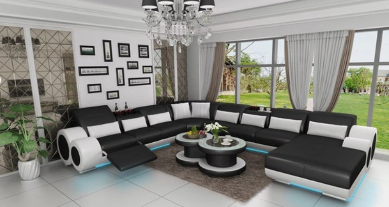 L shaped sofa in modern Dubai interior