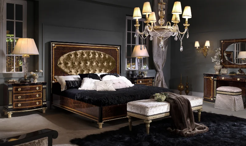 Royal bedroom furniture with chandelier