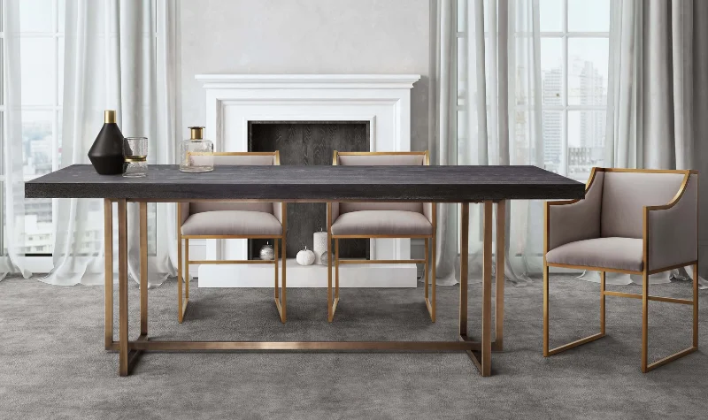 Elegant Dining Table with Gold Chairs