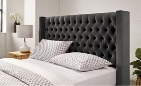 Black velvet tufted headboard Dubai