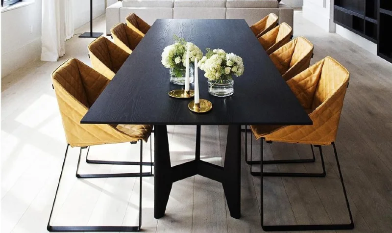Contemporary Black Dining Table Set