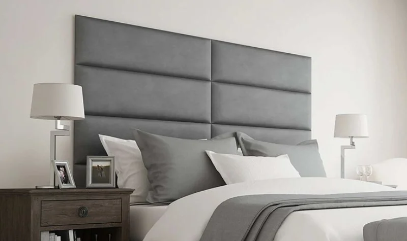 Padded grey upholstered headboard Dubai
