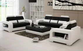 Black and white modern sofa set in Dubai living room