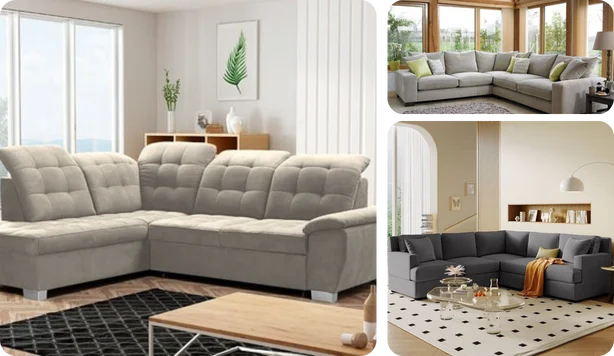 Luxury corner sofa set with cushions in Dubai