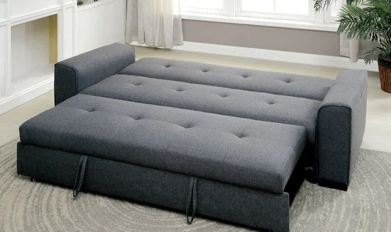 Grey pull out sofa bed in Dubai with fabric upholstery