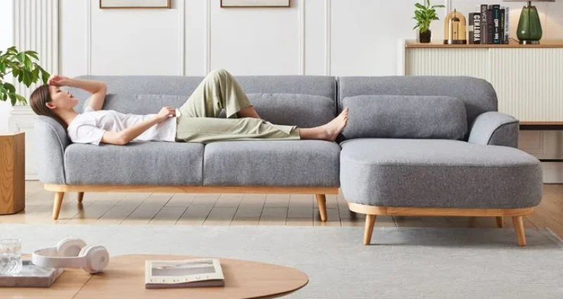 Spacious sectional wooden sofa set