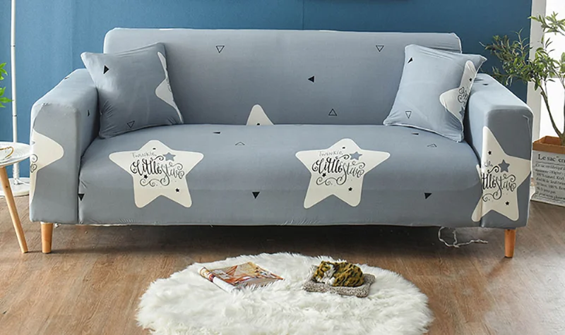 Elastic stretch sofa cover fitted on modern sofa in Dubai home