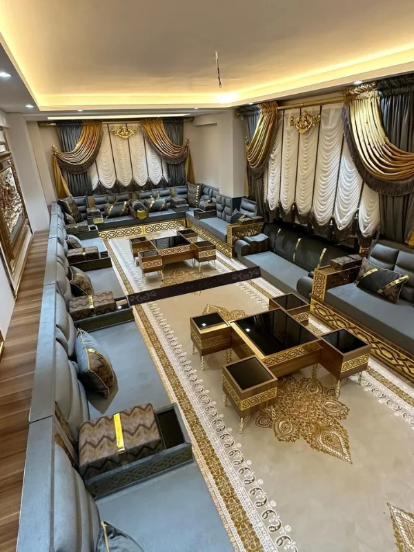 Luxury sofa majlis with gold accents Dubai