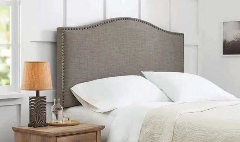 Grey fabric studded headboard Dubai