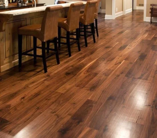 Rich walnut wood floor