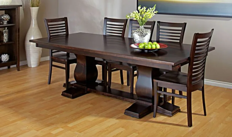 Dark Wood Dining Table Set