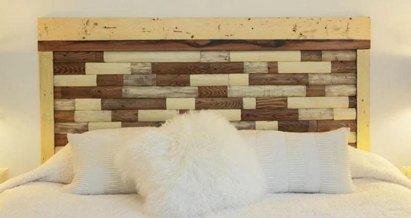 Natural wood panel headboard Dubai
