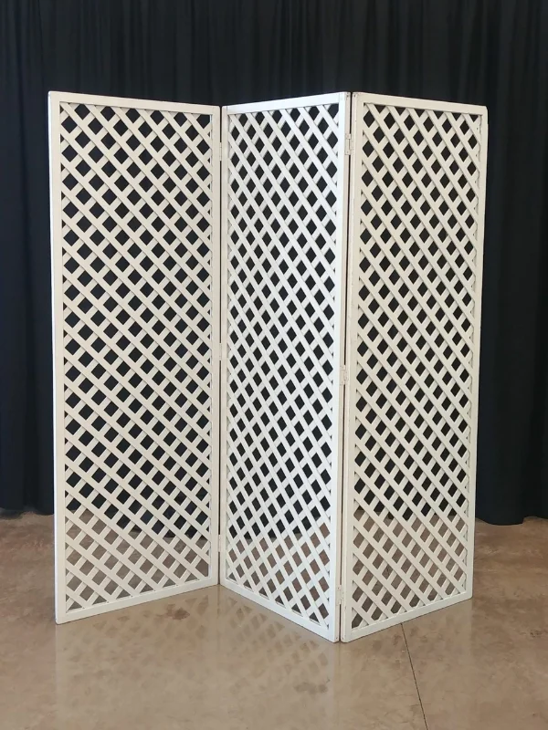 Wooden lattice divider in modern Dubai room