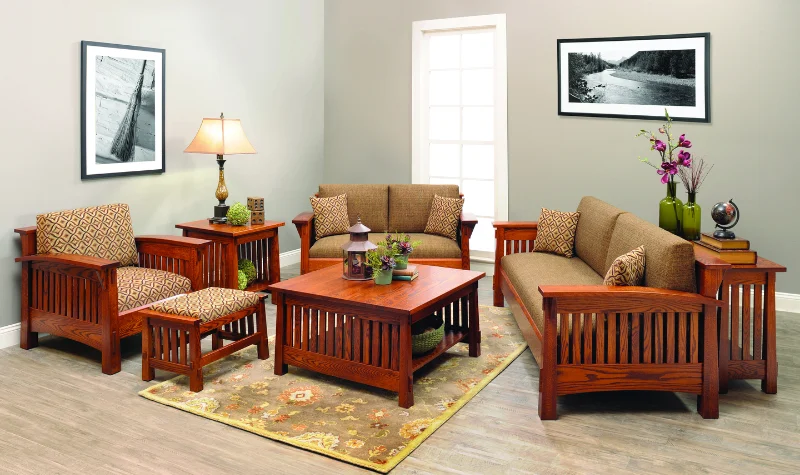 Classic wooden sofa set with table
