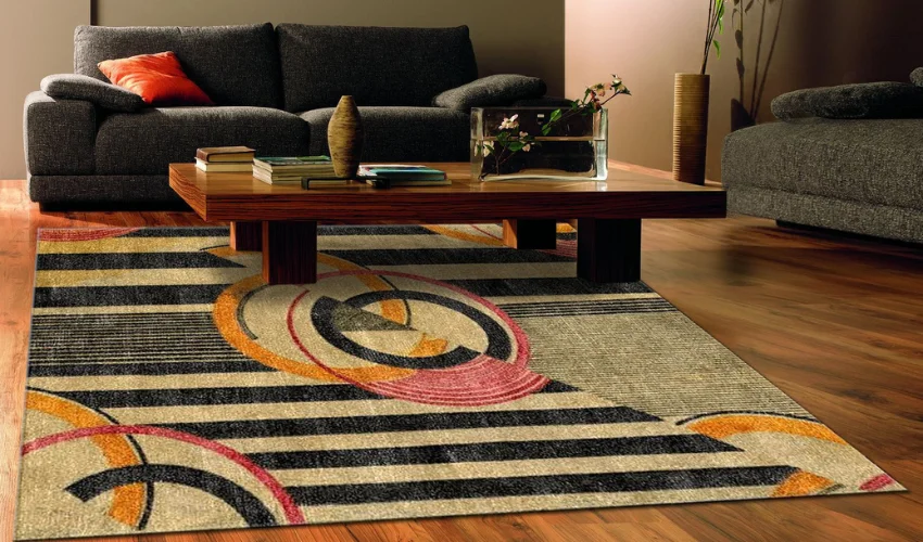 Contemporary Stripes and Circles Carpet