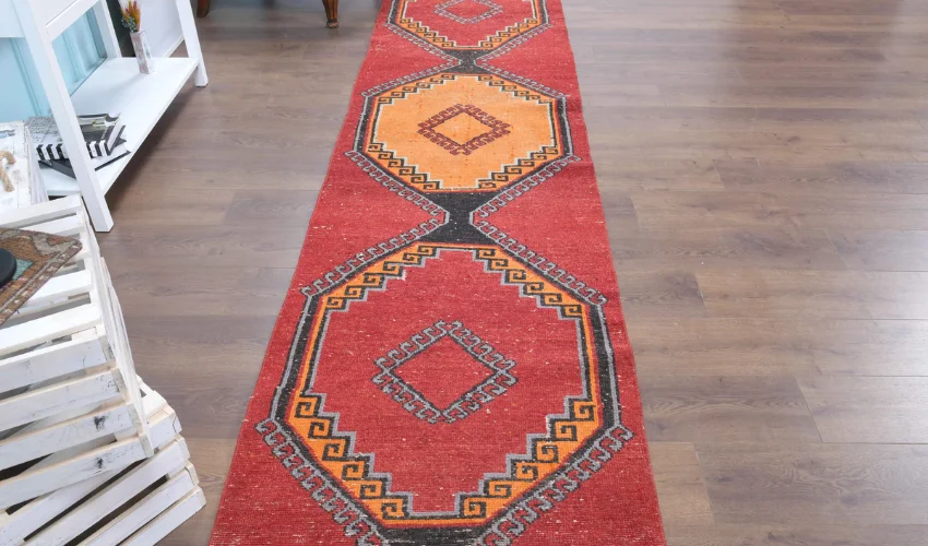 Red diamond pattern rug