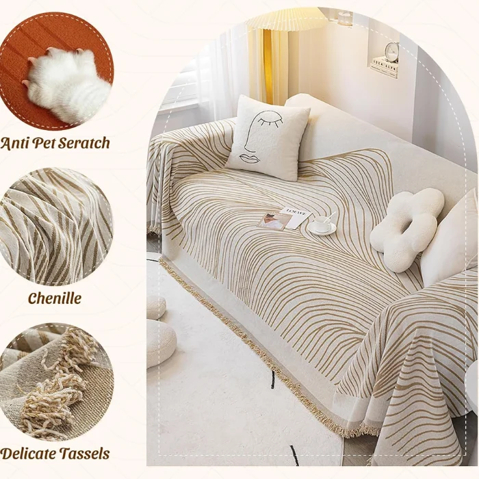 INFOSUN Boho Chenille Sofa Cover image 3