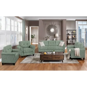 Green Velvet Jacquard Sofa Cover Set