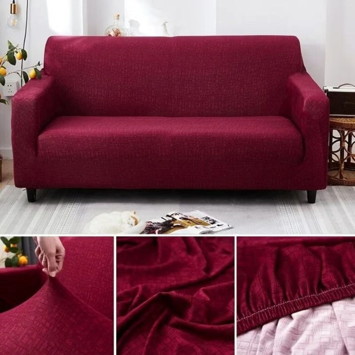 Three Seat Elastic Sofa Cover Red image 1
