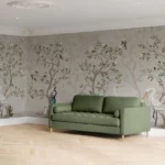 Chinoiserie Bird Wallpaper Installed in Living Room